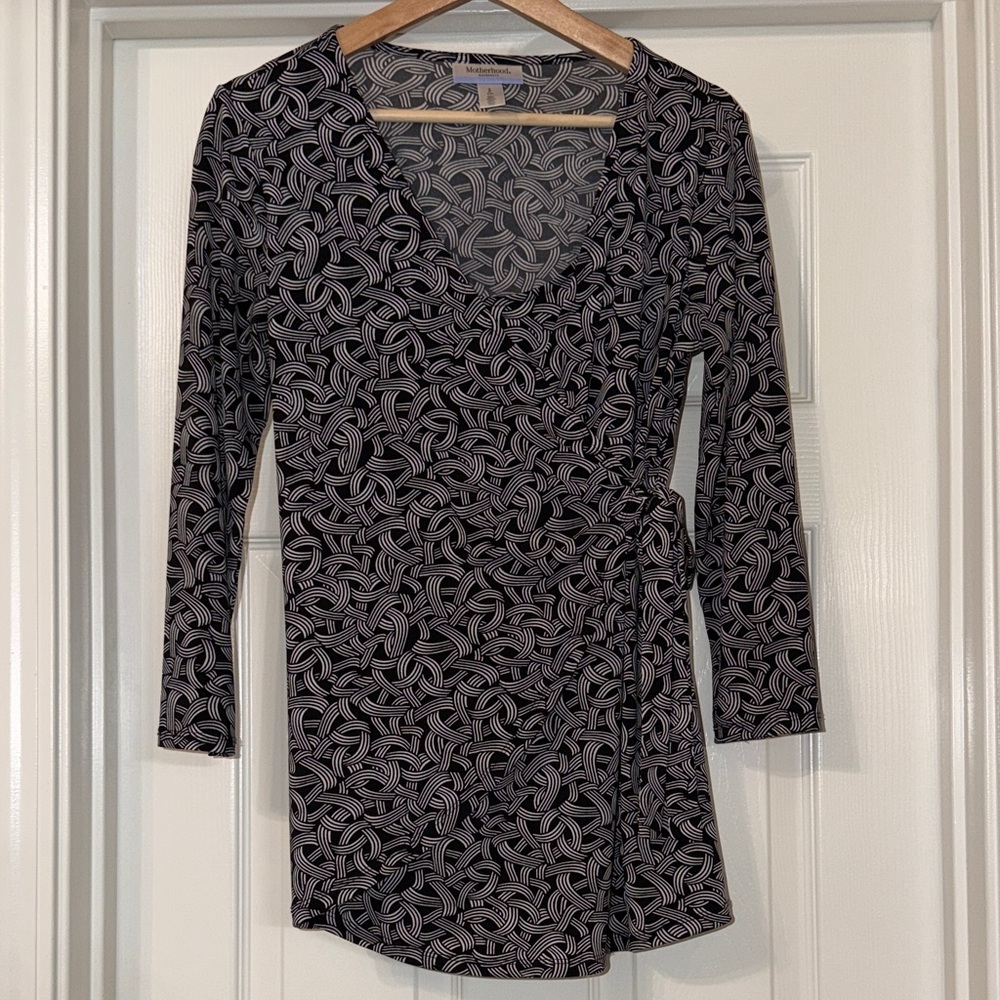 Motherhood Black and White Maternity Dress